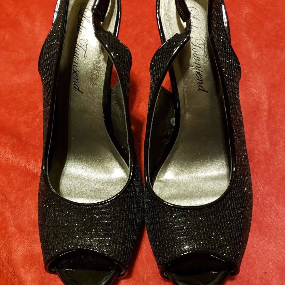 Lulu Townsend Black Sparkle High Heel Shoes Size 6